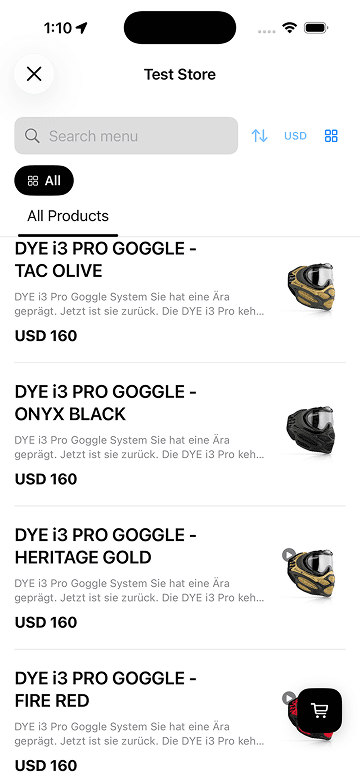 List catalog view